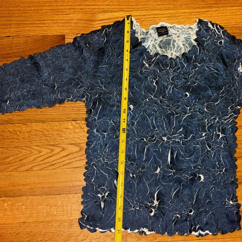 Origami Magic Scarf One Size Fits All Elegant Dark Blue & White FREE SHIPPING - Picture 4 of 5
